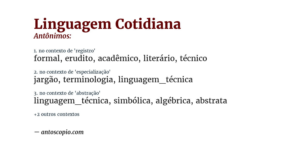 Antônimo de linguagem cotidiana