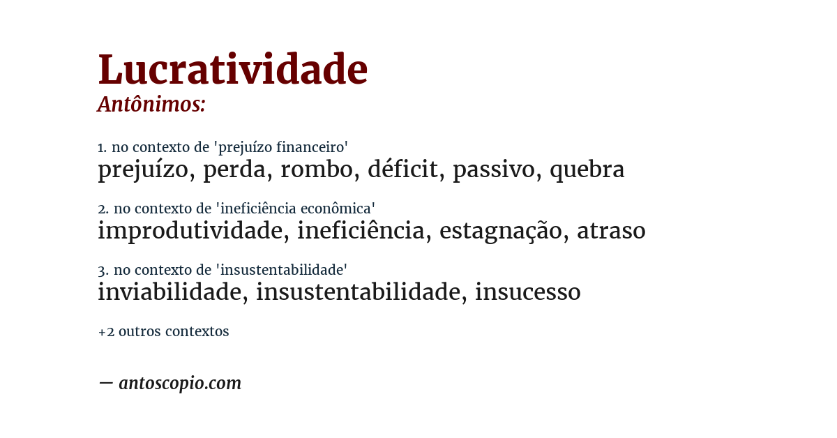 Antônimo de lucratividade