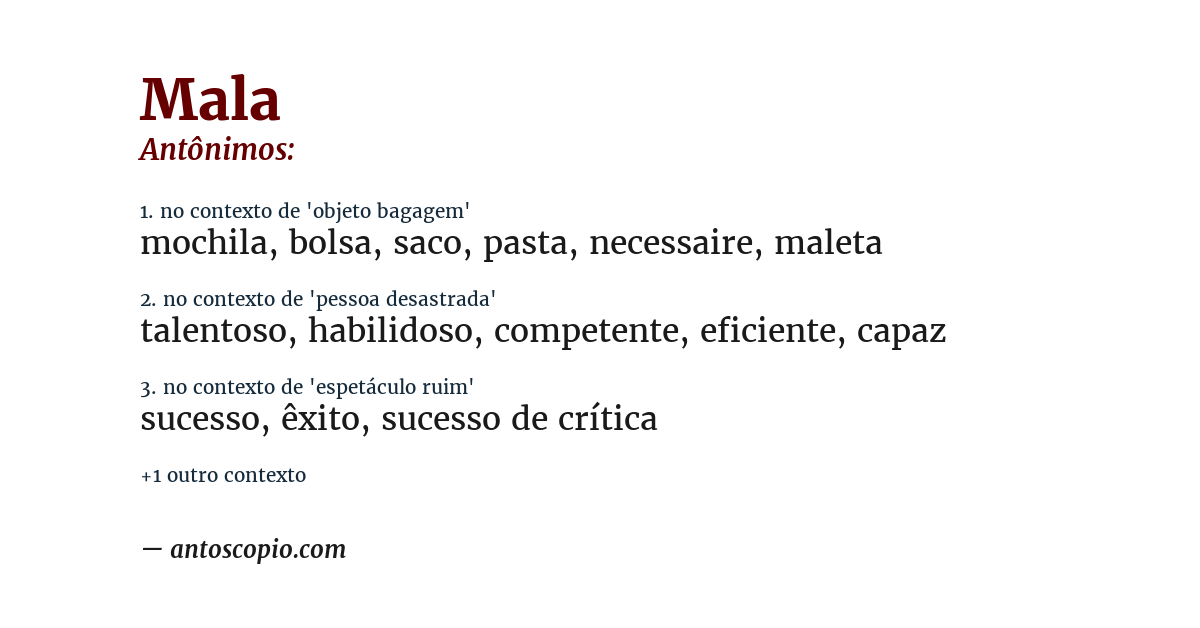 Antônimo de mala