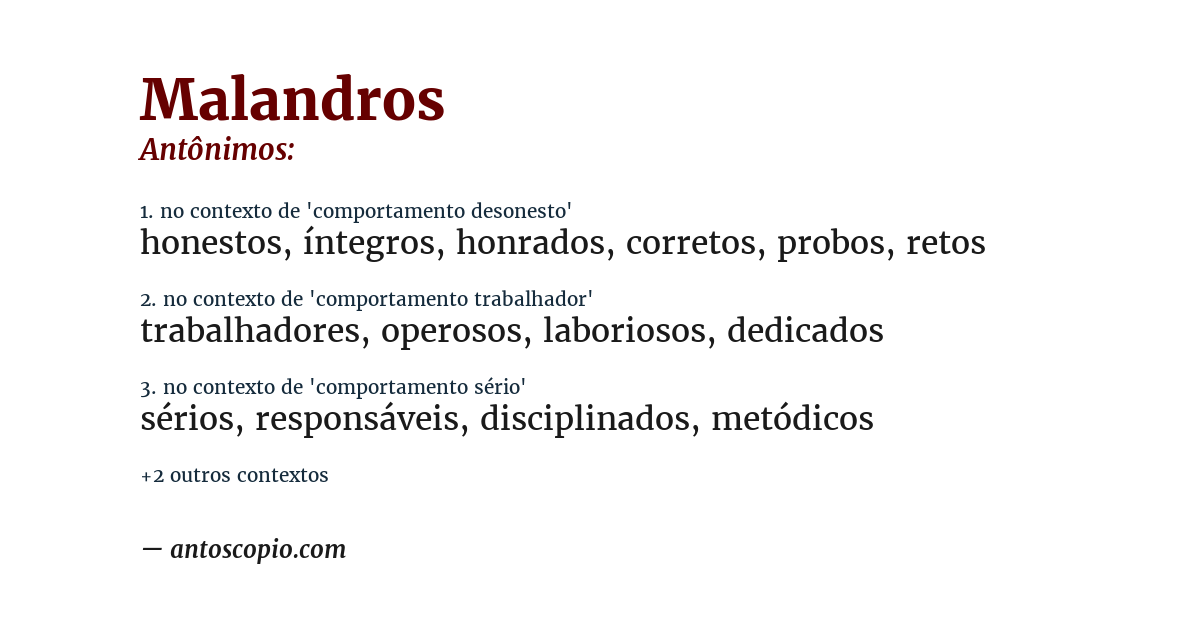 Antônimo de malandros