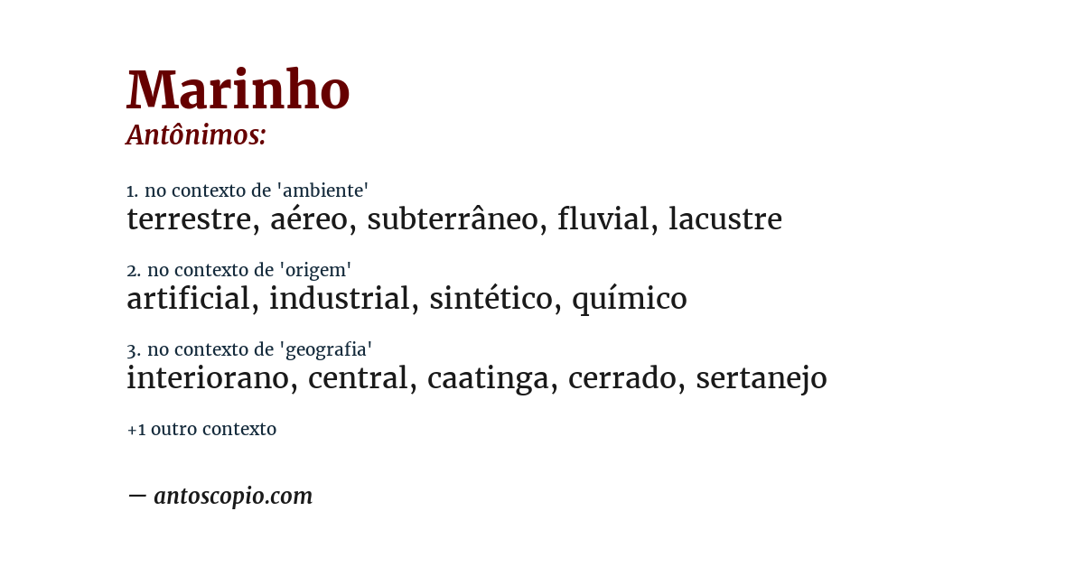 Antônimo de marinho