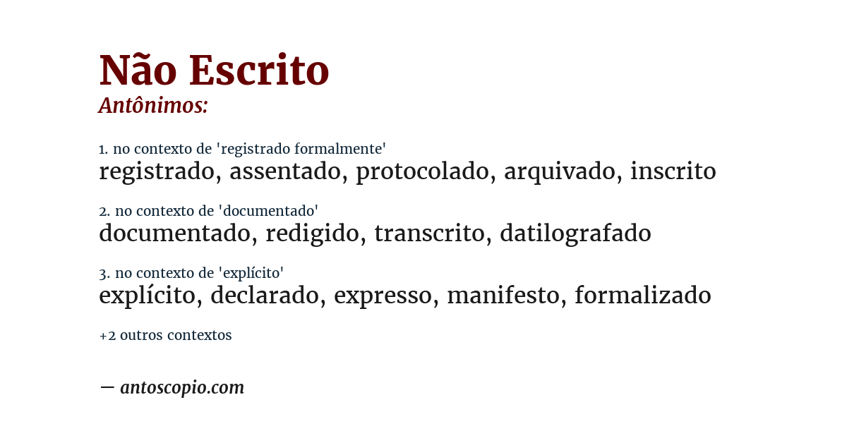 Antônimo de não escrito
