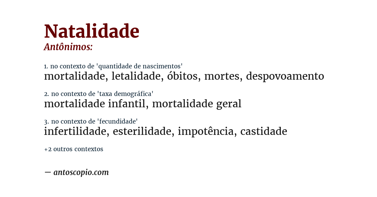 Antônimo de natalidade