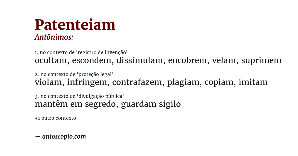 Antônimo de patenteiam