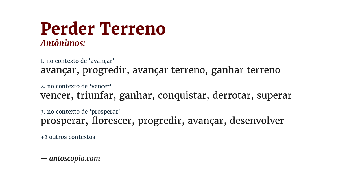 Antônimo de perder terreno