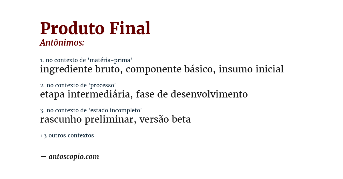 Antônimo de produto final