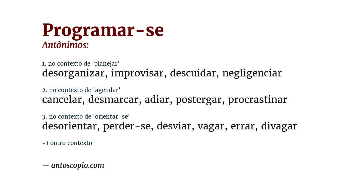Antônimo de programar-se