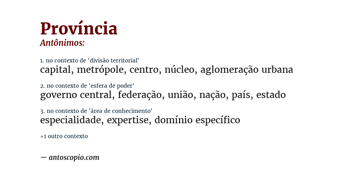 Antônimo de província