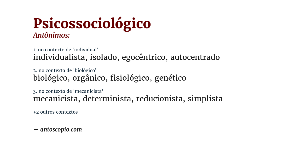Antônimo de psicossociológico