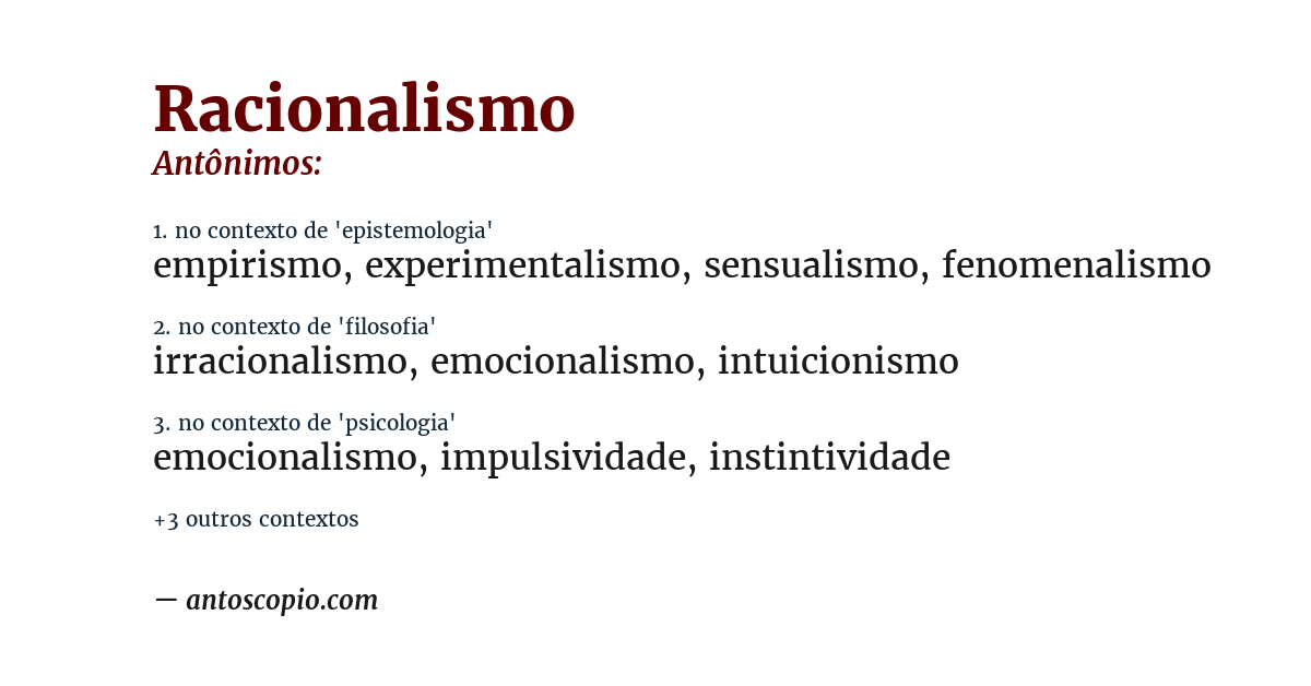 Antônimo de racionalismo