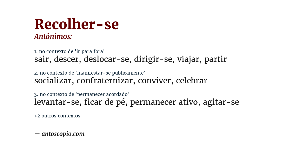 Antônimo de recolher-se