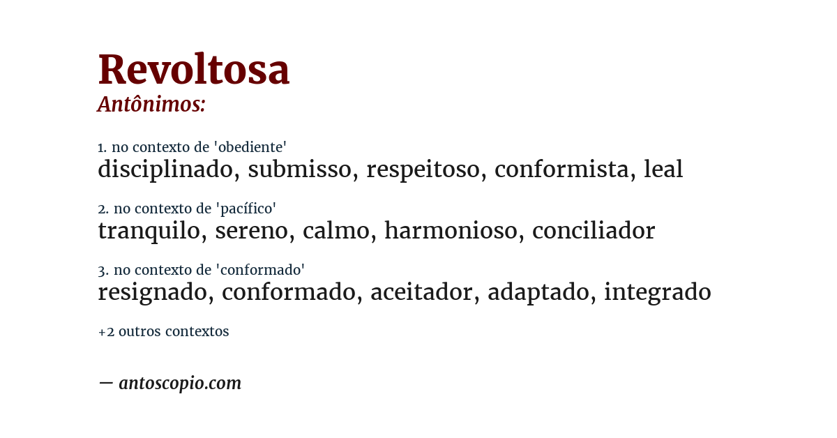 Antônimo de revoltosa