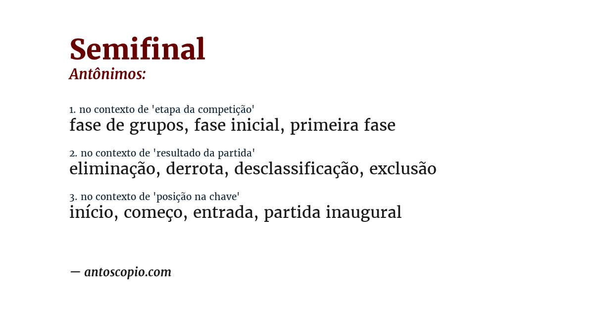 Antônimo de semifinal