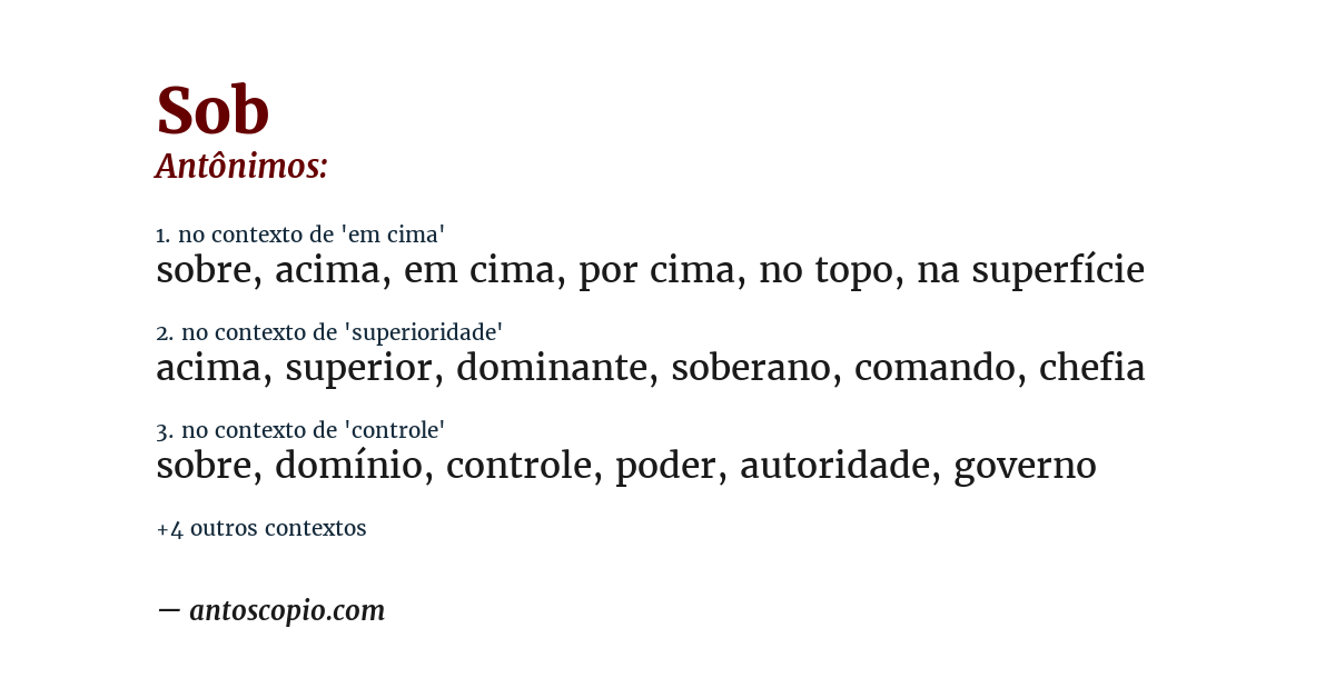 Antônimo de sob
