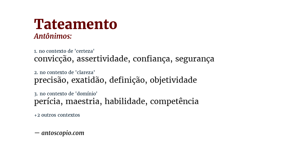 Antônimo de tateamento