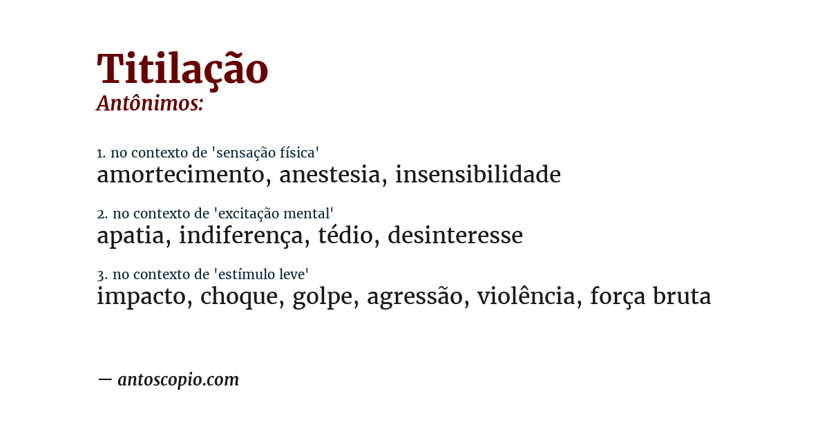 Antônimo de titilação