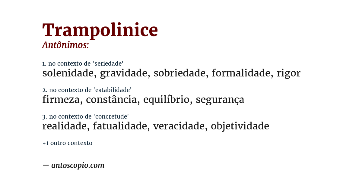 Antônimo de trampolinice