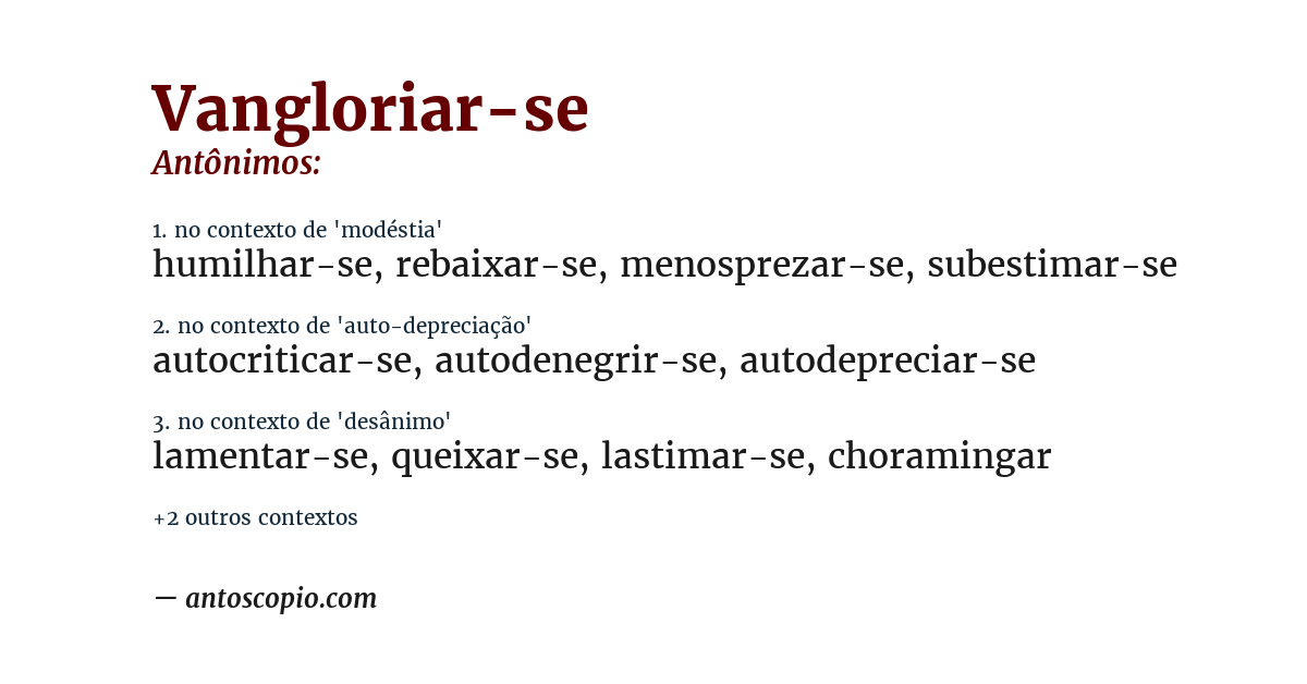 Antônimo de vangloriar-se