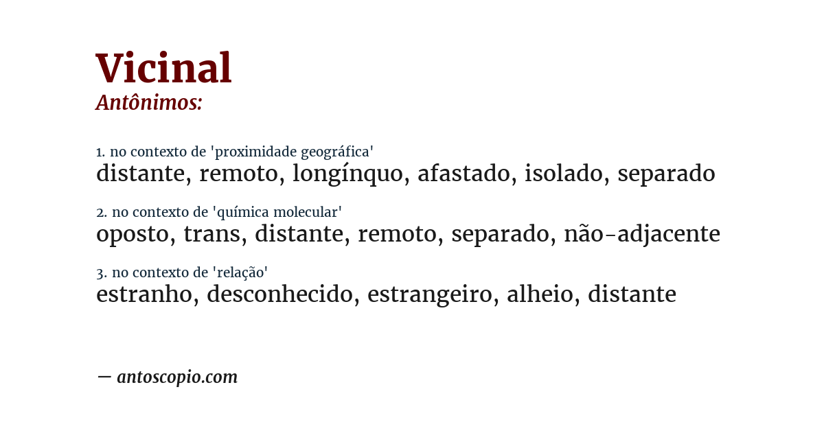 Antônimo de vicinal