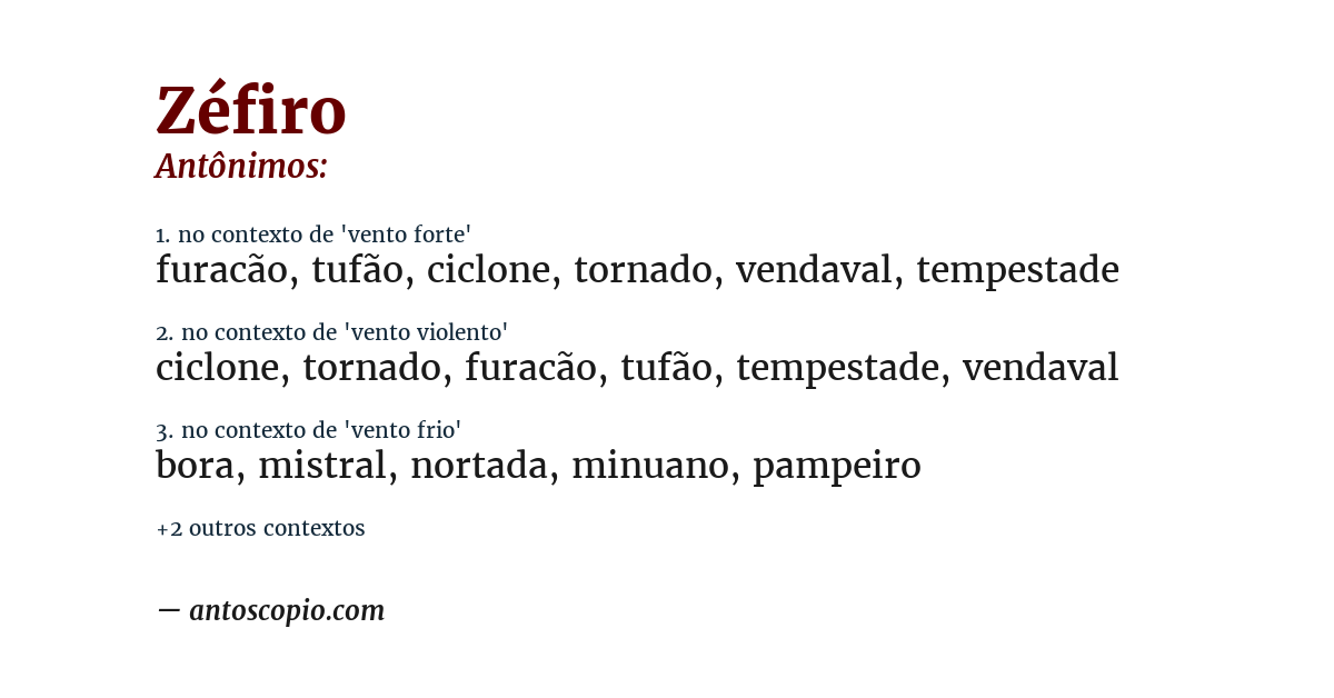 Antônimo de zéfiro