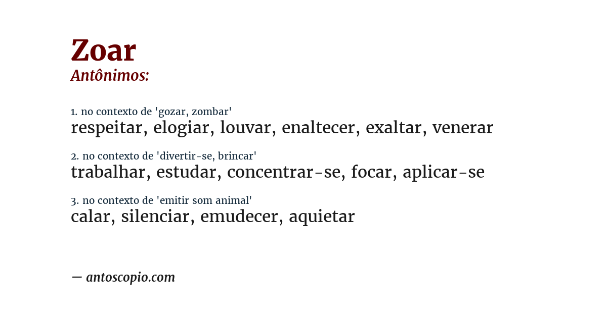 Antônimo de zoar