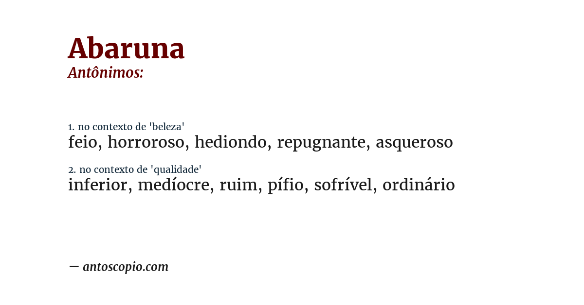Antônimo de abaruna