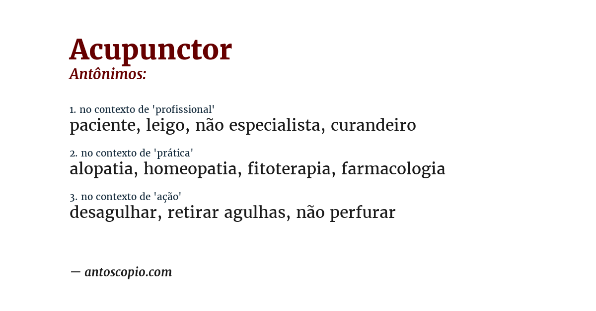 Antônimo de acupunctor