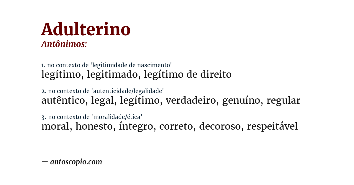 Antônimo de adulterino