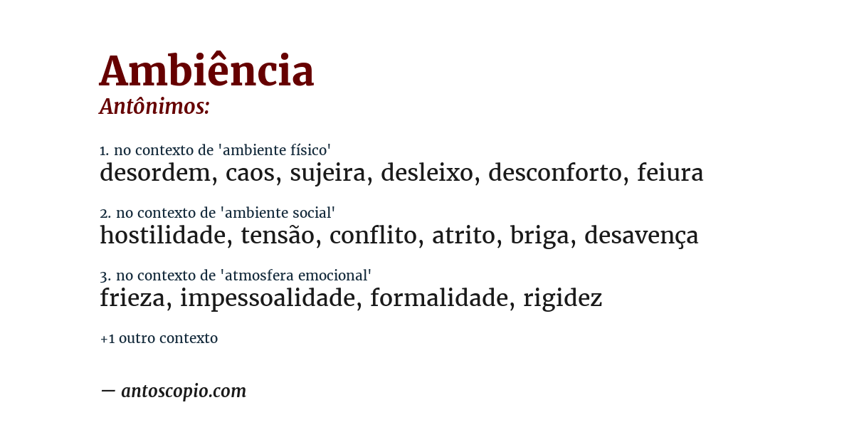 Antônimo de ambiência