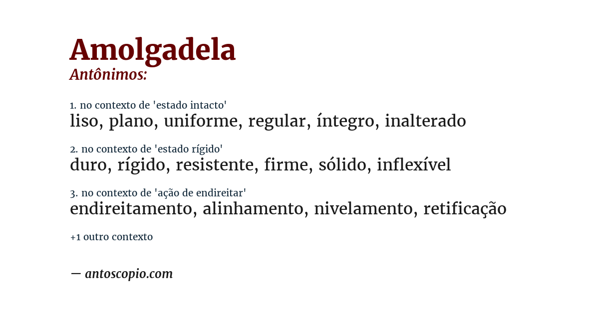 Antônimo de amolgadela