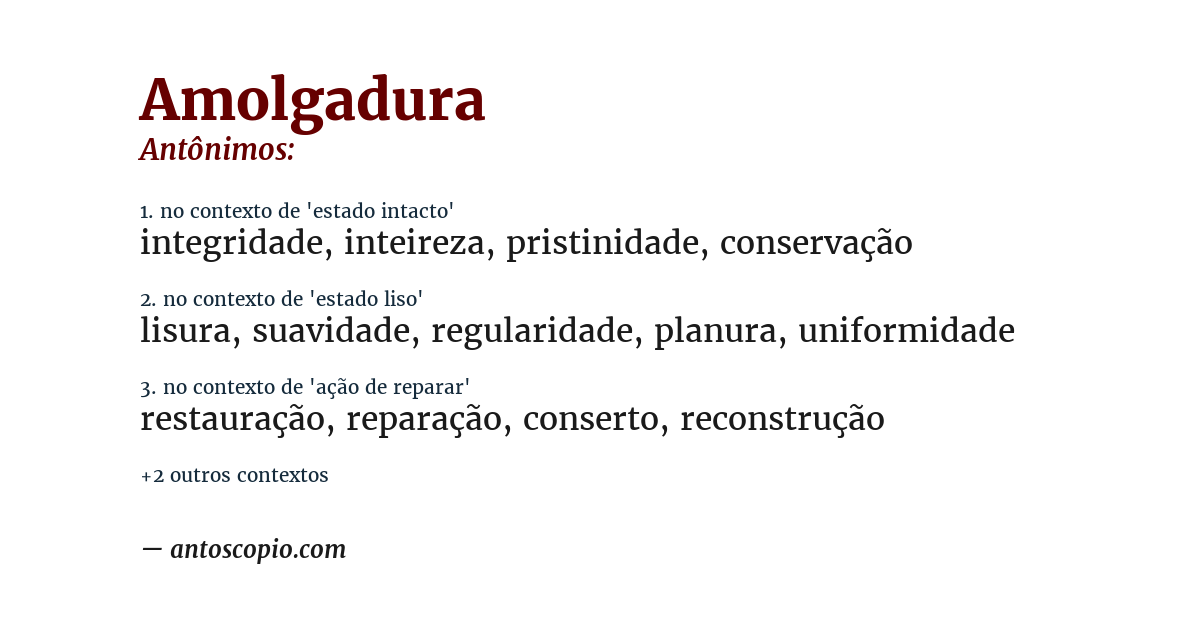 Antônimo de amolgadura