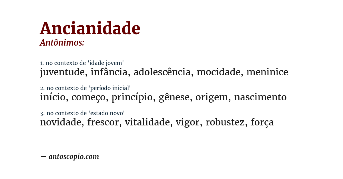 Antônimo de ancianidade