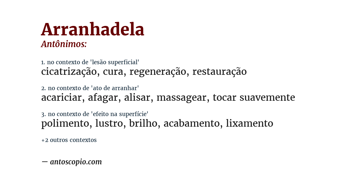 Antônimo de arranhadela
