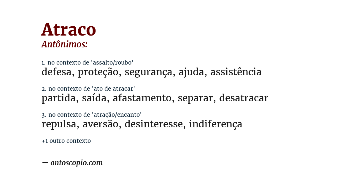 Antônimo de atraco