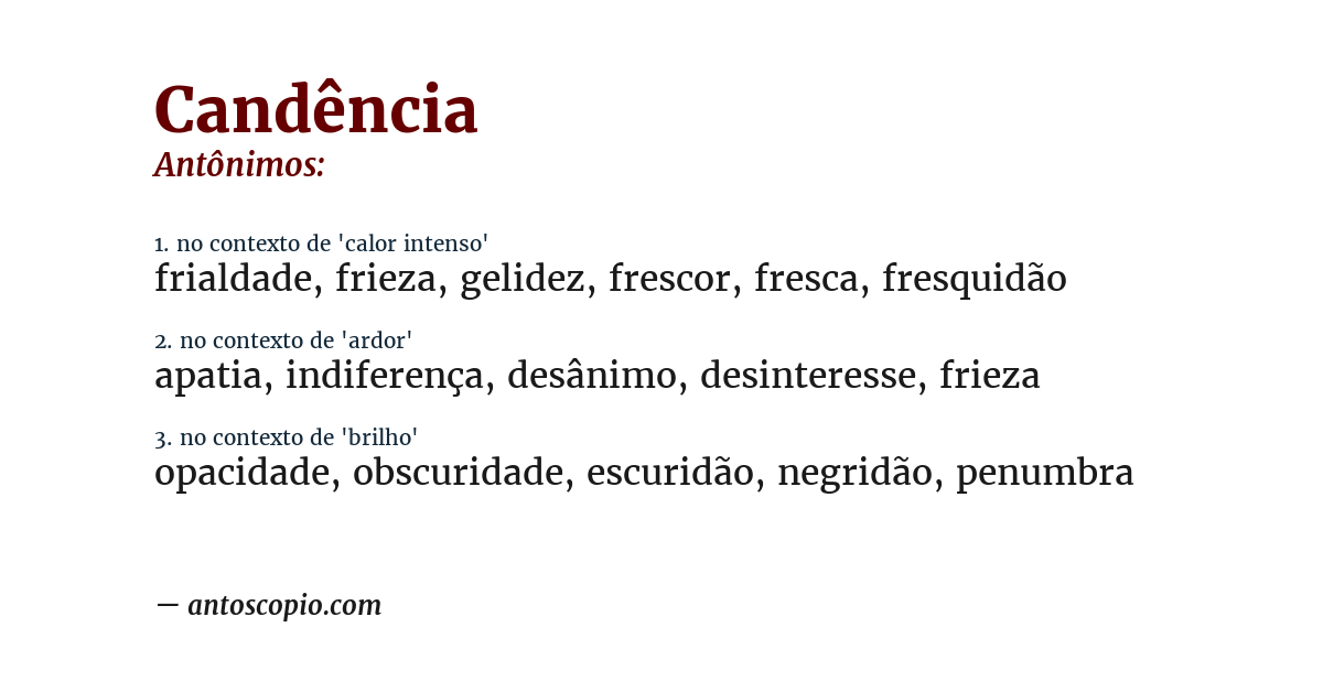 Antônimo de candência