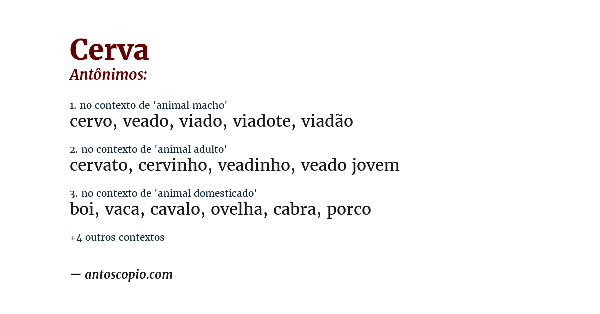 Antônimo de cerva