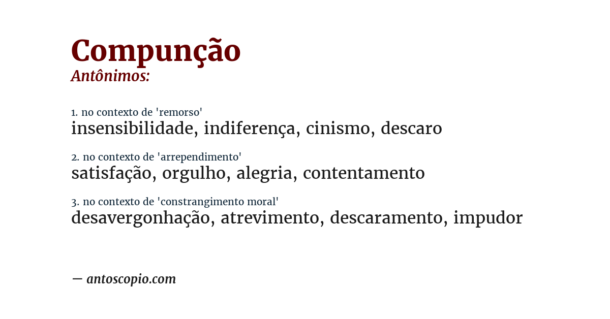 Antônimo de compunção