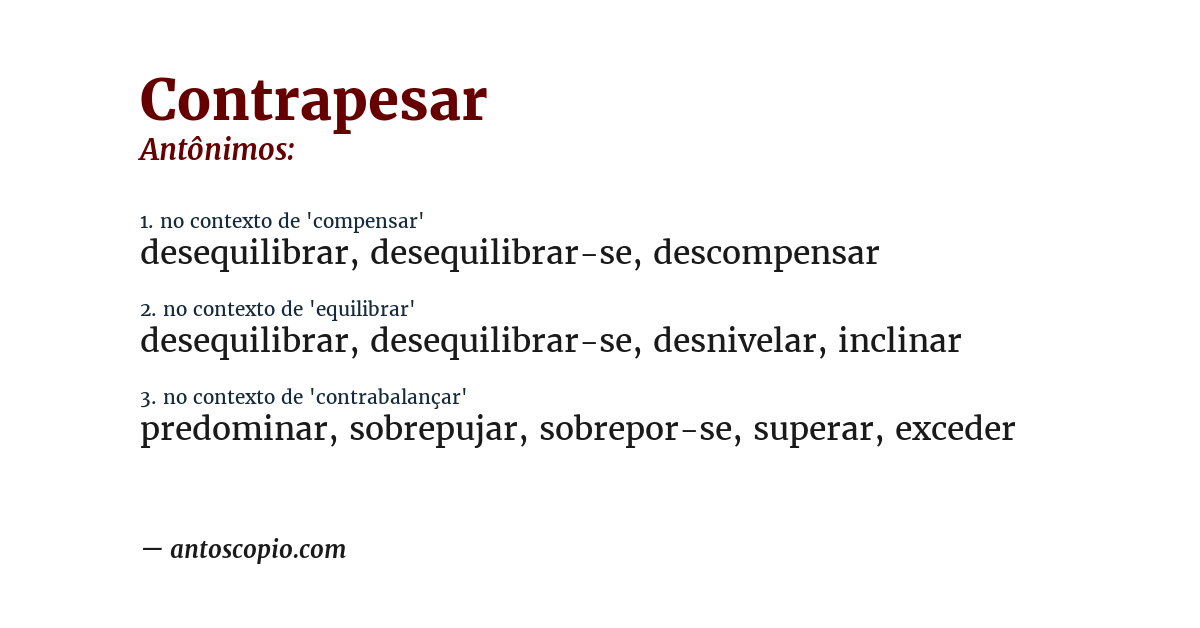 Antônimo de contrapesar