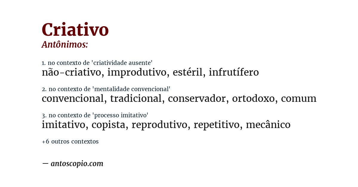 Antônimo de criativo