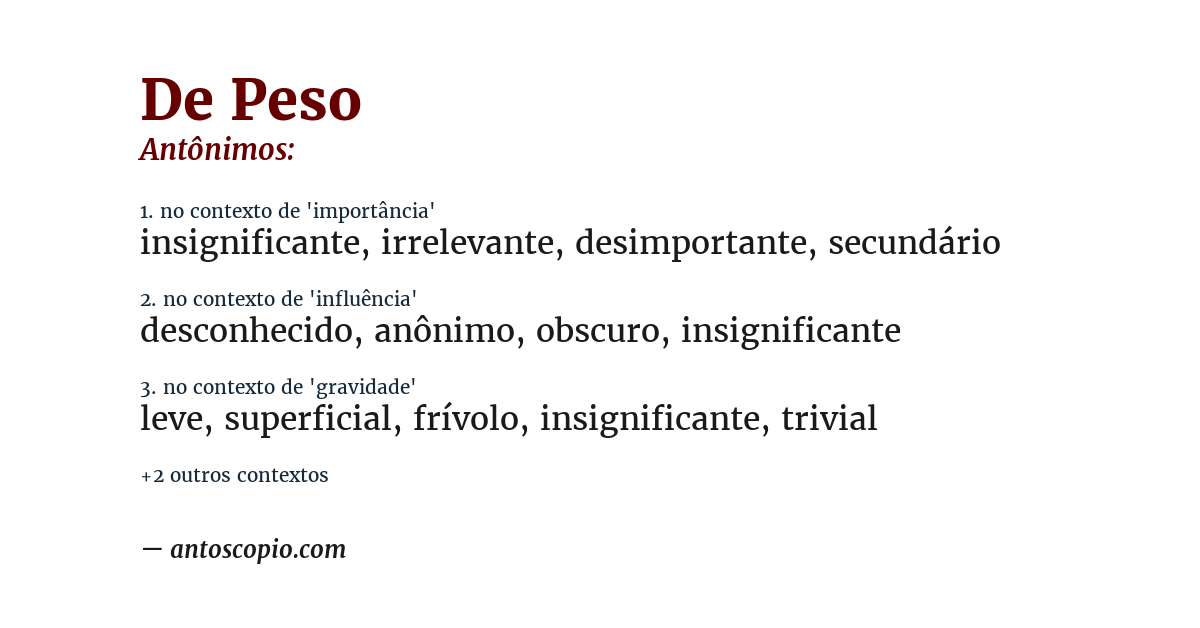 Antônimo de de peso