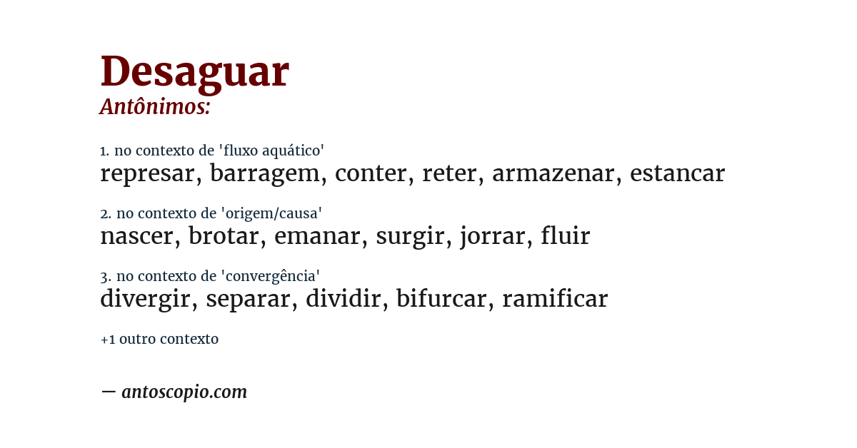 Antônimo de desaguar