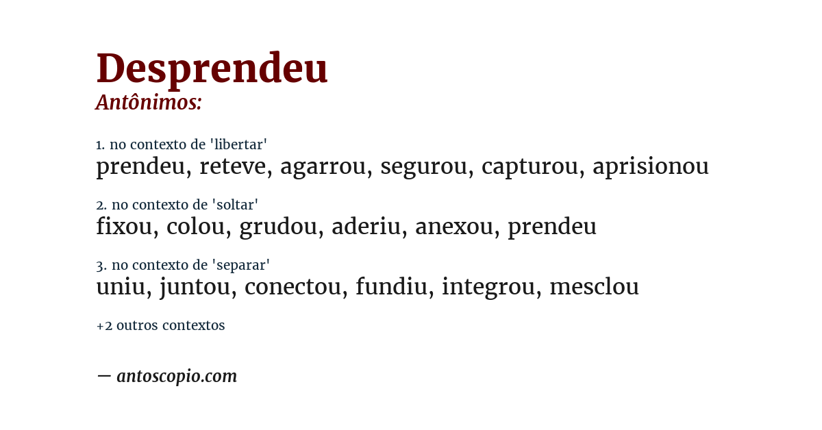 Antônimo de desprendeu