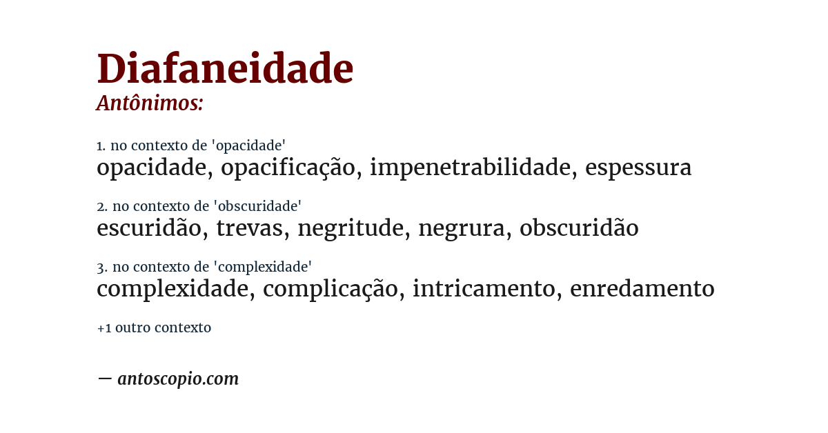 Antônimo de diafaneidade