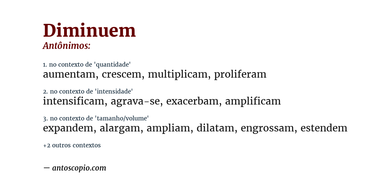 Antônimo de diminuem