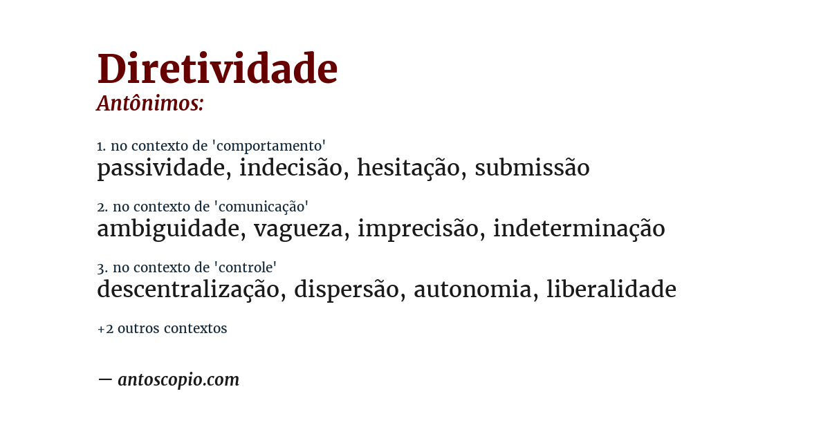 Antônimo de diretividade