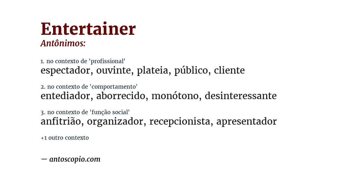 Antônimo de entertainer