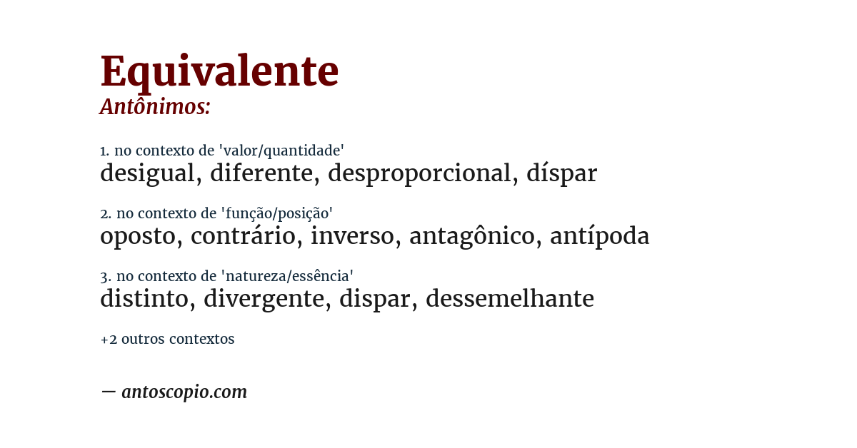 Antônimo de equivalente
