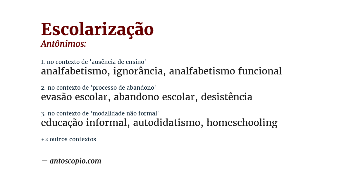 Antônimo de escolarização