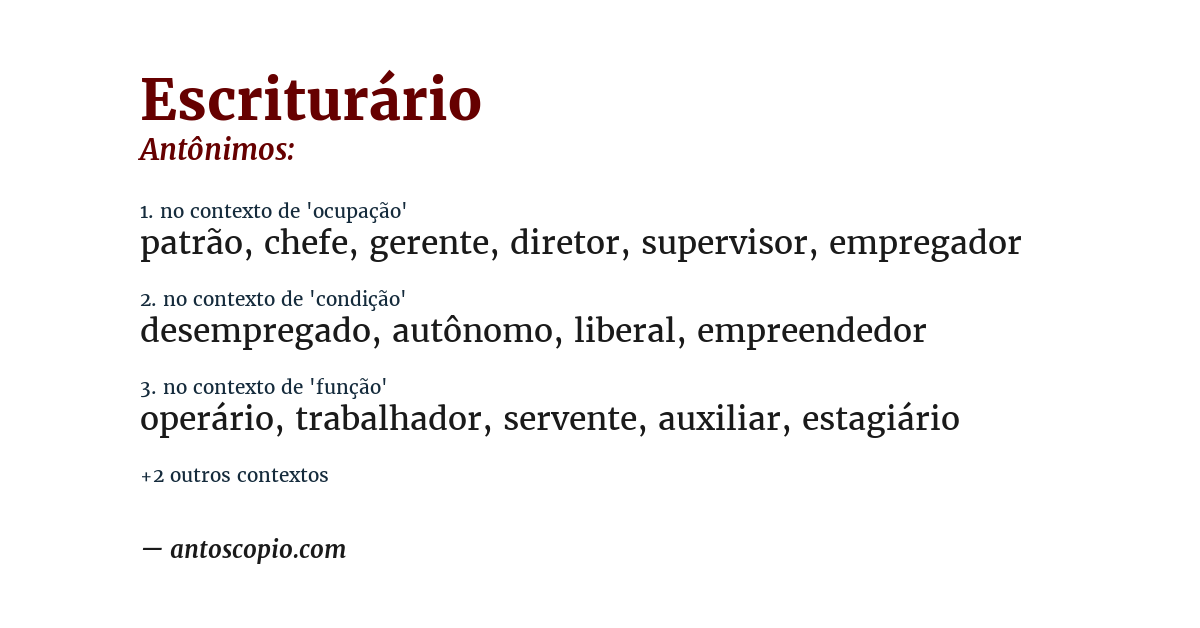 Antônimo de escriturário