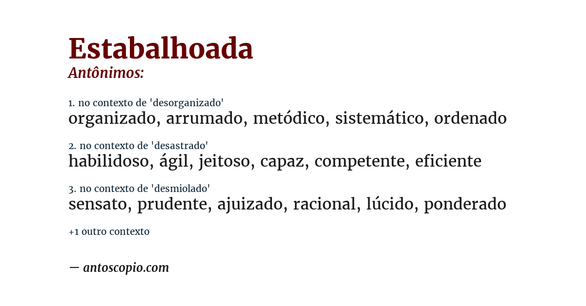 Antônimo de estabalhoada